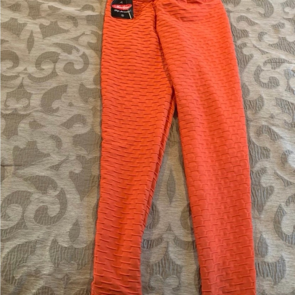 NWT Mari Aquino Brazilian Supplex Honeycomb Textured Butt Lifting Leggings Large